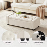 Huatean Home Ottoman with Storage, Storage Ottoman Bench with Safety Hinge, Upholstered Storage Bench with Seating for Bedroom, Living Room, Holds up to 330 lb, Beige Huatean Home