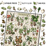 Vintage Houseplant Wooden Puzzle 340 Pieces for Adult, Botany Succulent House Plant Wood Puzzle, 39 Common Indoor Plants Jigsaw Puzzles, 15.7 * 11.2 in BBOLDIN