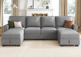 HONBAY Sectional Sofa with Storage Seat U Shaped Sectional Couch with Reversible Chaise Convertible Sectional Couches for Living Room,Light Grey HONBAY