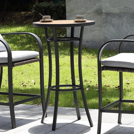 Naga Bahna Outdoor Bar Height Bistro Table, 40-Inch Patio Bar Table Bistro Dining Table Pub Table with Wooden-Like Table Top & Metal Frame Naga Bahna
