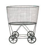 Creative Co-op Vintage Metal Laundry Basket with Wheels 25" x 15" x 26 3/4" (W x D x H) Creative Co-Op