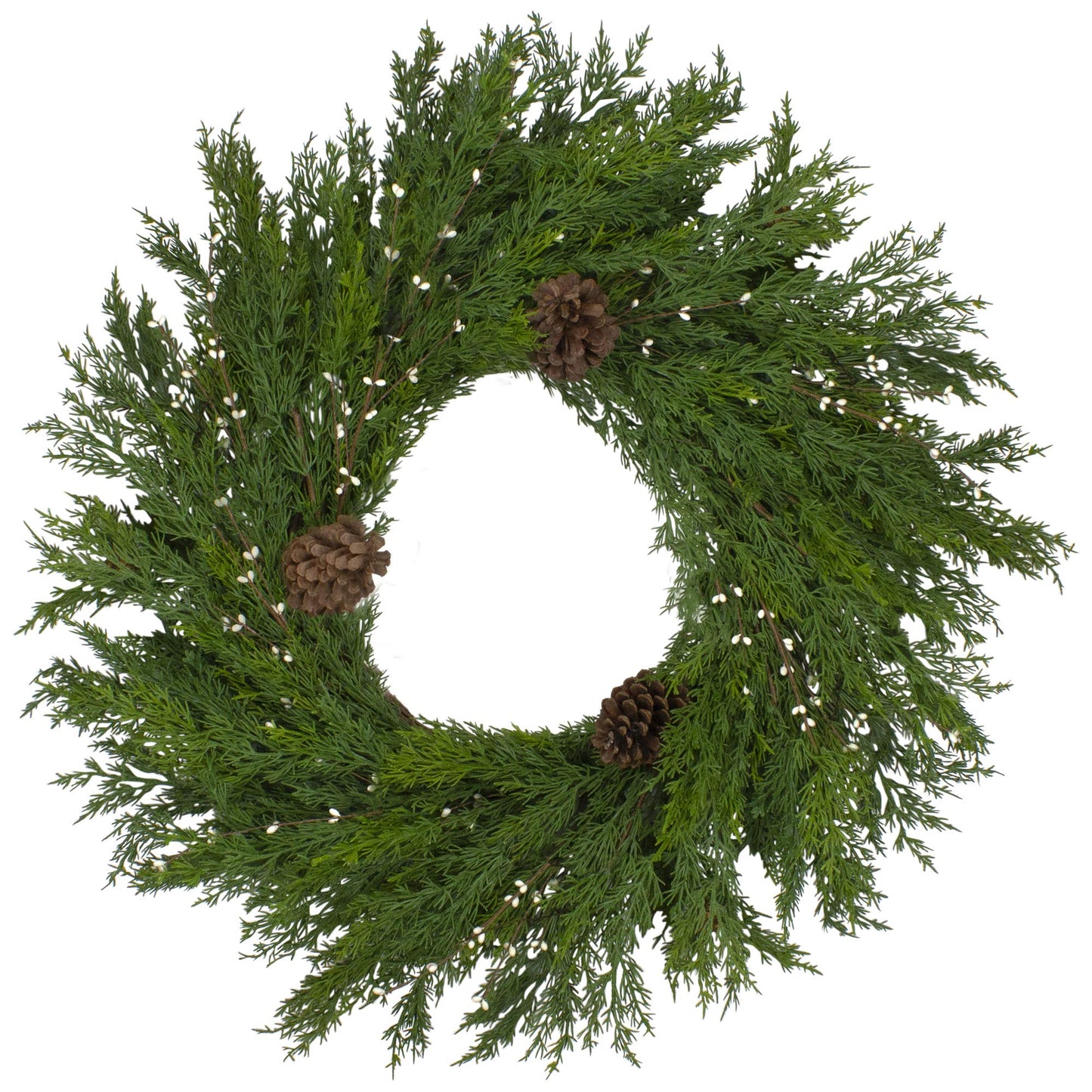 32" Realistic Cedar with Pine Cones and White Berries Artificial Christmas Wreath - Unlit