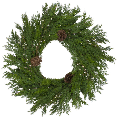 32" Realistic Cedar with Pine Cones and White Berries Artificial Christmas Wreath - Unlit Northlight