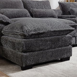 Suheww U Shaped Modular Sectional Sofa, 124.8" Cloud Couch for Living Room, Grey Fluffy Chenille Couch with Console Cupholders and USB Port Comfy Sofas for Apartment Studio Office Suheww