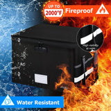 JALIELL Upgraded File Box with Lock, Fireproof Document File Organizer Box with Water-Resistant Zipper & Adjustable Handle, Collapsible Filing File Cabinet for Hanging Letter/Legal Folder (Black) JALIELL