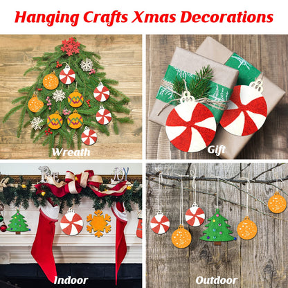 Christmas Wooden Painting Craft Kit, Paint Your Own Xmas Ornaments, Unfinished Wood Slices Christmas Crafts for Kids Adults, Art and Craft Supplies for Christmas Tree Hanging Decorations