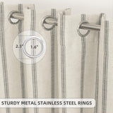 DriftAway Farmhouse Linen Blend Blackout Curtains 84 Inches Long for Bedroom Vertical Striped Printed Linen Curtains Thermal Insulated Lined Treatments for Living Room 2 Panels W52 x L84 Grey DriftAway