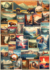 Vintage National Parks Puzzle for Adults 1000 Pieces, Travel Poster Landscape Puzzle Including Yellowstone Zion Acadia Yosemite, Nature Jigsaw Puzzles Scenery Mountain Scene PICKFORU