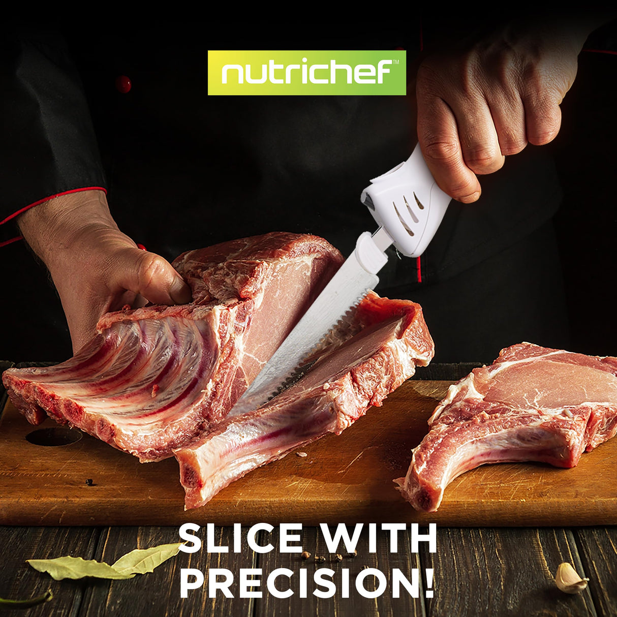 NutriChef Electric Carving Turkey Slicer Kitchen Knife | For Thanksgiving | Portable Electrical Food Cutter Knife Set with Carving Blades & Wood Carving Stand | Cuts Meat, Bread, Cheese & Fruit NutriChef