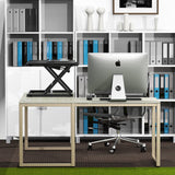 SHW 32-Inch Height Adjustable Standing Desk Converter Riser Workstation, Black SHW