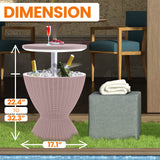 SereneLife Outdoor Cool Bar Table, 7.5 Gallon Beer and Wine Cooler, Patio Furniture & Hot Tub Side Table, Beverage Cooler, All-Weather Resistant Ice Cool Bar, Rattan Style Patio, Cocktail Bar (Grey) SereneLife