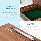 LAPGEAR Schoolhouse Lap Desk with Storage Compartments - Acacia Wood - Natural - Style No. 45076 LapGear