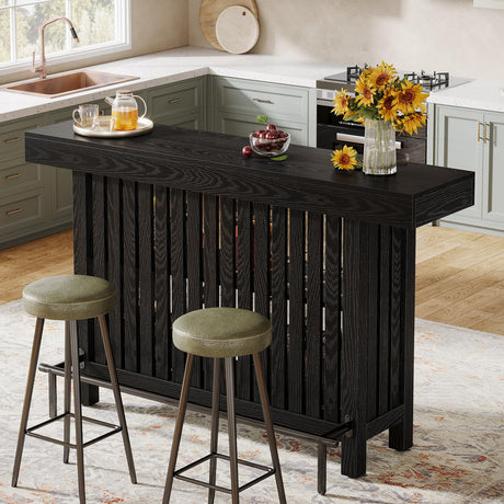 Tribesigns 63-Inch Large Home Bar Unit, 2-Tier Mini Bar Table Height Pub Table with Footrest, Modern Black Coffee Bar Cabinet for Home Kitchen, Bistro, Dining Room, Living Room Tribesigns