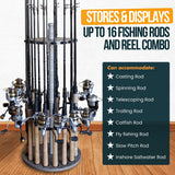 Rush Creek Creations | Fishing Rod Holder for 16 Fishing Poles, Garage Organization and Storage, for Reels, Gear, Accessories, Tackle Box Rush Creek Creations