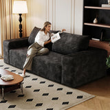 63" Cloud Loveseat Sofa in a Box for Living Room, Corduroy 2-Seater Boneless Couch 2 Throw Pillows, Modern Sponge Double Sofas with Deep Seat for Small Spaces, No Assembly Required (Black, 63 inch) KavlSean