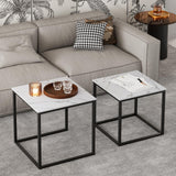 VILAWLENCE Coffee Table Set of 2, Modern Black Wooden Side Table, Metal Frame Square End Table, Center Tables,Nesting Coffee Table for Living Room,Bedroom and Small Spaces VILAWLENCE