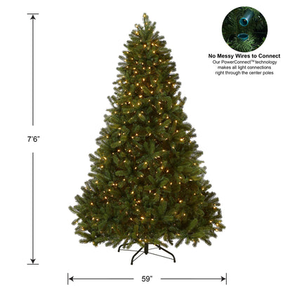 National Tree Company Pre-Lit 'Feel Real' Artificial Full Downswept Christmas Tree, Green, Douglas Fir, Dual Color LED Lights, Includes PowerConnect and Stand, 7.5 Feet