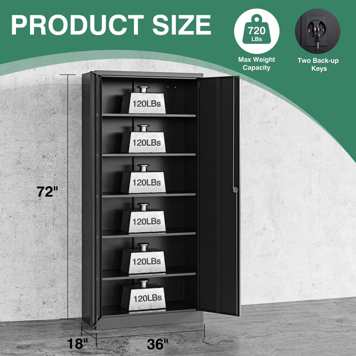 Letaya Metal Garage Storage Cabinets with Lock Door and Adjustable Shelves, Steel Tool Cabinets for Home,Office,Warehouse Organisieren (Black, 72" H) Letaya