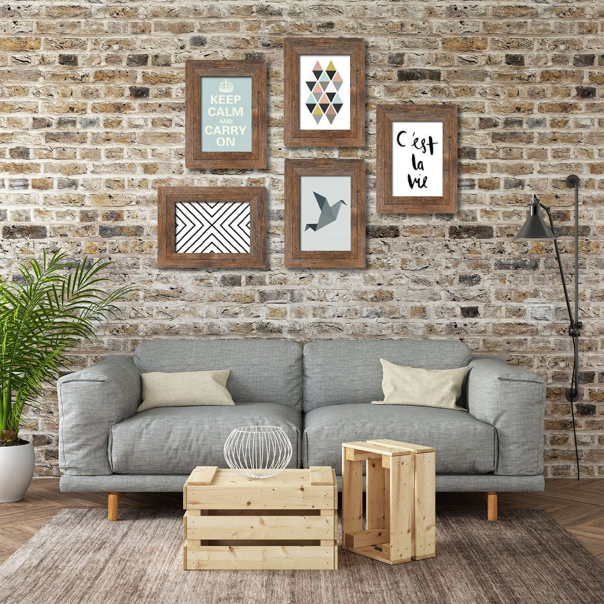 8x10 Picture Frames Set, Set of 4 Wooden Picture Frames Real Tempered Glass and Composite Wooden Rustic Rounded Corners Photo Display for Tabletop Wall Mount (Brown) SEEDLING PHOTO FRAME