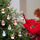 24 Pieces Christmas Snowman Wooden Ornaments Wood Hanging Decoration Set for Christmas Tree Hanging Wood Crafts Holiday Decor Xmas Party Supplies JOPHMO