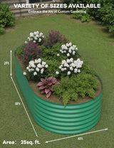 GarveeLife 8x4x2ft Galvanized Raised Garden Bed - 24“ Tall Metal Planter Box for Vegetables, Flowers, Herbs, Rust-Resistant Outdoor Garden Box, Easy Assembly Raised Beds for Gardening, Green GarveeLife