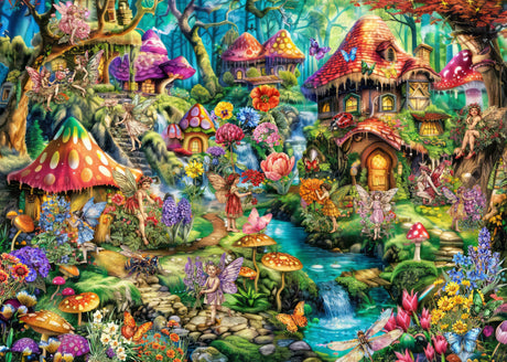 Flower Fairy Puzzle for Adults 1000 Pieces, Funny Mushroom Jigsaw Puzzle, Fantasy Colorful Butterfly Insect Puzzle BBOLDIN
