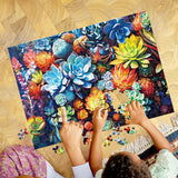 500 Piece Puzzle for Adults-Succulent Plant Puzzle| Recycled Cardboard Jigsaw Puzzles 500 Pieces | Challenging Family Activity Great Gift Idea for Family Friends | Difficult Puzzles Size 20.5X 15 in Edsjegn
