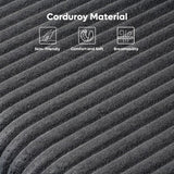 Bestier Queen Bed Frame with Adjustable Headboard & LED Lighting, Corduroy Upholstered Platform Bed Frame with Storage Shelf, Solid Wood Slats, No Box Spring Needed, Never Squeak, Easy Assembly, Black Bestier