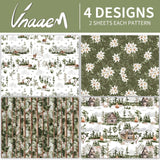 Vnaaem Forest Wrapping Paper 4 Watercolor Holiday Style Gift Wrap Paper Bulk Christmas Tree for Christmas Winter Wedding Baby Shower - 20 X 28 Inches 8 Folded Sheet Vnaaem
