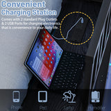 Triple Bunk Beds for Kids with LED Light,Metal 3 Beds Bunk Bed with USB Charge Station & Storage Shelf, Convertible Three Bunk Beds for Girls Boys Teens,Can be Separated into 3 Beds, Black MoproBeti