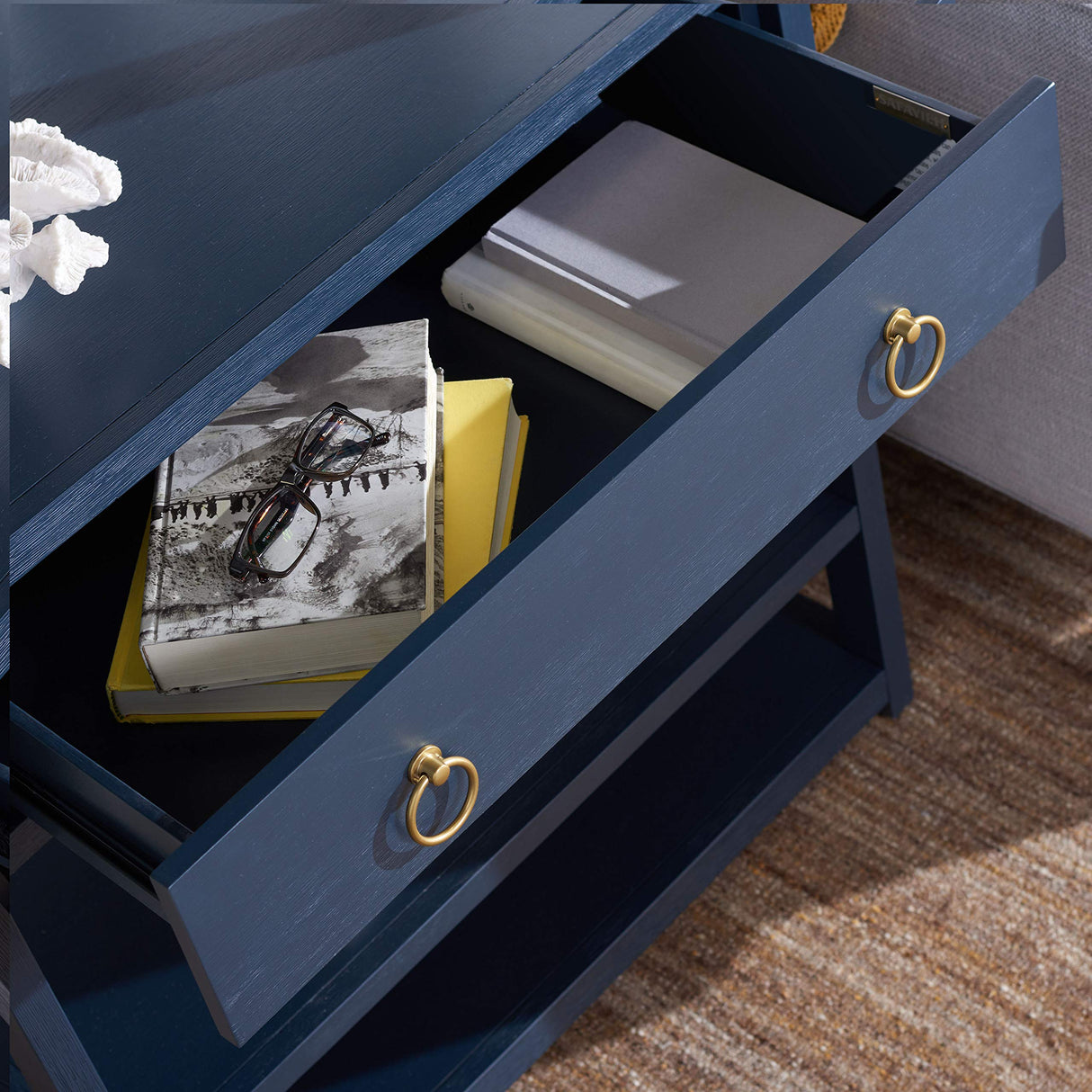 Safavieh Home Collection Johni Navy and Gold 5-Shelf Storage Etagere SAFAVIEH