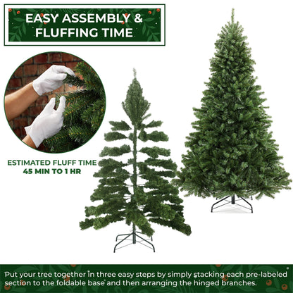 Casafield 9FT Realistic Green Spruce Artificial Holiday Christmas Tree with Sturdy Metal Stand