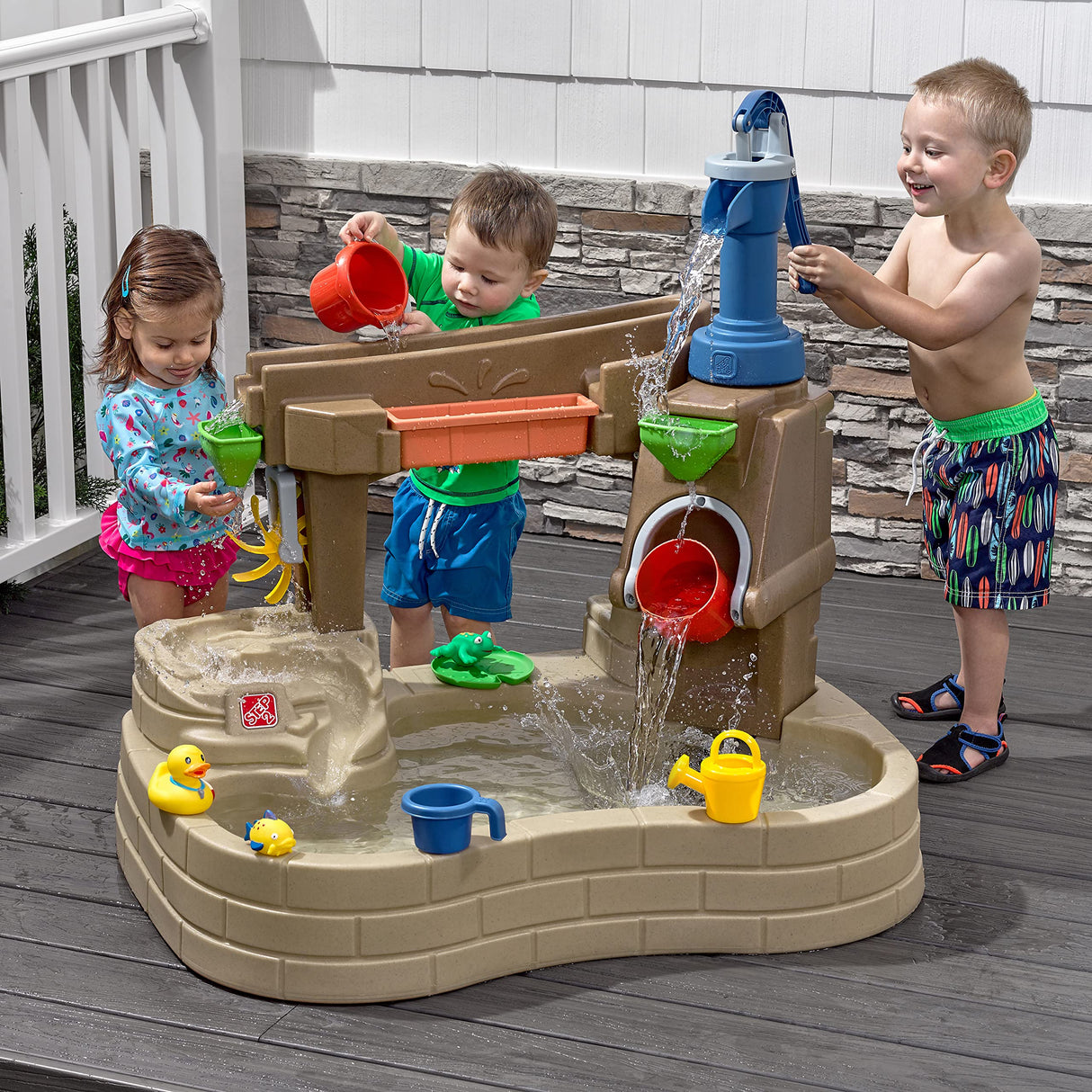 Step 2 Pump & Splash Discovery Pond Water Table, Kids Water Sensory Activity Pool, Summer Outdoor Toys, 10 Piece Toy Accessories, For Toddlers 2+ Years Old Step2