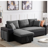 ARCLIS 92.5" Sleeper Sofa Bed, Convertible 3-Seater L-Shape Couch Bed with Storage Chaise 2 Stools Pull Out Sofa Bed, Corner Sectional Sleeper Couch for Living Room Apartment (Gray) ARCLIS