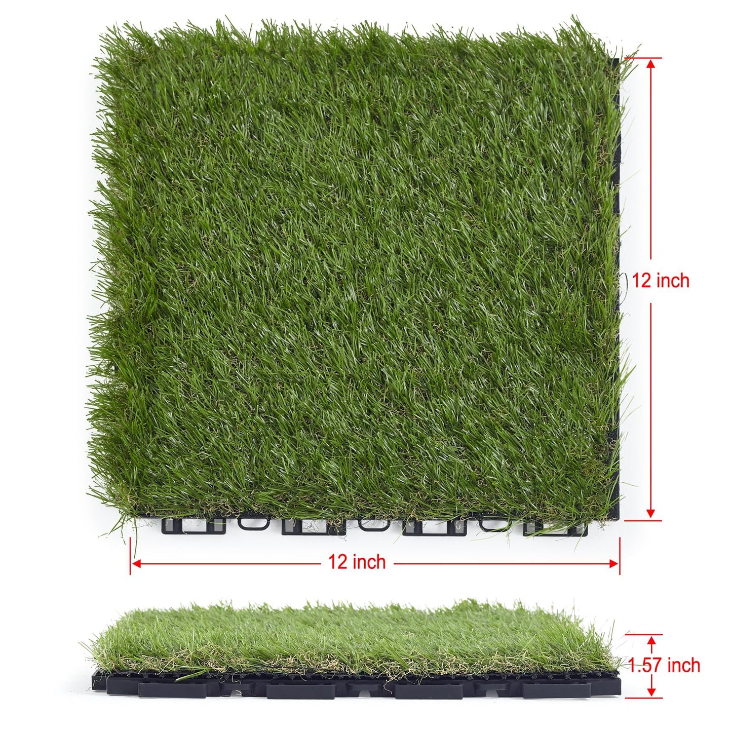 LOKANG Artificial Grass Turf Tile 12"x12" Synthetic Turf Grass Self-Draining Interlocking Deck Tiles Fake Grass Decor for Balcony & Patio Indoor & Outdoor Pet Areas (8-Pack)