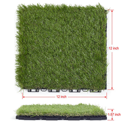 LOKANG Artificial Grass Turf Tile 12"x12" Synthetic Turf Grass Self-Draining Interlocking Deck Tiles Fake Grass Decor for Balcony & Patio Indoor & Outdoor Pet Areas (8-Pack)