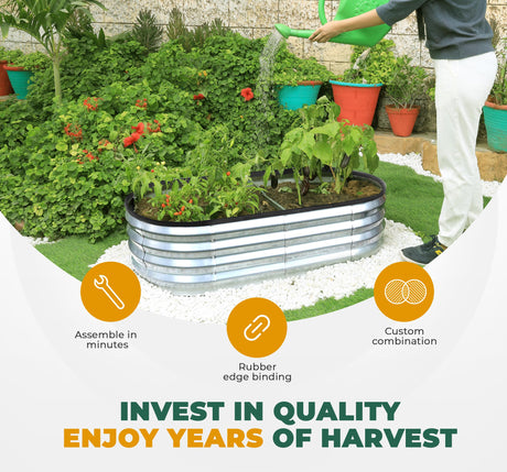 Utopia Home Galvanized Raised Garden Bed, 4 by 2 feet Lightweight Planter Boxes Outdoor with Easy Assembly, Large Garden Bed for Vegetables, Fruits, Flowers, Silver, Pack of 2 Utopia Home