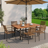 LAUSAINT HOME Outdoor Patio Dining Set 7 Pieces, Outdoor Rattan Dining Table and Chairs Set with Metal Table and Umbrella Hole, Patio Furniture Sets for Garden Backyard Deck Balcony LAUSAINT HOME