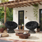 Yaheetech Indoor Papasan Chairs with Thick Tufted Cushions and Frame, Swivel Wicker Ergonomic Lounge Reading Chairs for Living Room/Bedroom, Black Yaheetech