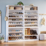 IRONCK Shoe Storage Cabinet, 10-Tier Shoe Organizer for Closet Entryway, Wooden Shoe Rack Holds 36 to 52 Pairs, Adjustable Shelves & Hook, Entryway Furniture Shoe Cabinet IRONCK