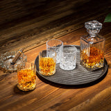KANARS Whiskey Decanter And Glasses Set in Unique Gift Box - Original Crystal Liquor Decanter Set For Bourbon, Scotch, Vodka, Rum or Whisky, 5-Piece, Gifts for Men Dad KANARS