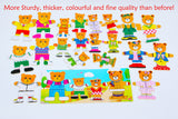 TOWO Wooden Bear Family Dress up Puzzle Box - Sorting and Matching Jigsaw Puzzle - Wooden Sorting Toys for 3 Year Old - Wooden Puzzles for 3 Years Old Girls Toys of Wood Oxford