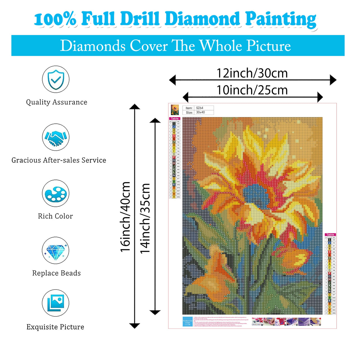 Ausanrl Diamond Art Painting Sun Flowers-Diamond Painting for Adults,Flowers 5D Diamond Painting,DIY Full Drill Diamond Painting Sun Flower Gem Painting and Crafts 12x16inch Ausanrl