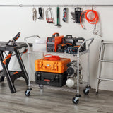 Finnhomy 2-Tier Commercial Grade Rolling Cart, Heavy Duty Utility Cart, Carts with Wheels and Handles, Kitchen Cart on Wheels, Metal Serving Cart with 500 lbs Capacity, Shelf Size 20" D x 36" W, NSF Finnhomy