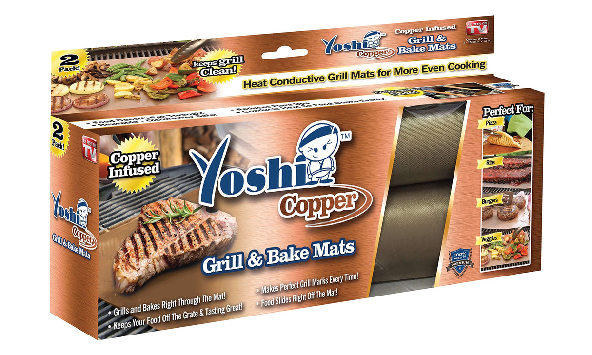 YOSHI GRILL & BAKE MATS (2 Pack), Copper As Seen On TV