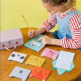 Petit Collage DIY Arts and Crafts Kit, Stationery Design – Craft Kit for Kids Includes 12 Animal Notecards, 1 Blank Journal, 2 Sticker Sheets, 4 Colored Double-Sided Pencils & Instructions Petit Collage