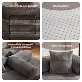 weaxty W 81" Convertible Sleeper Sofa Bed No Assembly - Corduroy Teddy Floor Couch with Fixed-Shape Frame - Boneless Foldable Loveseat for Small Spaces Living Room (Gray, Sofa Bed) weaxty W