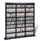 Prepac Barrister 3 Column Tall Storage Cabinet, Black Storage Cabinet with 27 Adjustable Shelves Display DVD for Living Room, 9.5" D x 57" W x 63.75" H Prepac