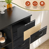 EnHomee 51" H Tall Dresser with 15 Drawers Dresser for Bedroom with Charging Station & LED Lights & Hutch Sturdy Black Bedroom Dressers, Steel Frame, Wood Top, 51.2" H x 39.3" W x 11.8" D EnHomee