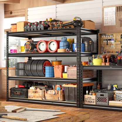 REIBII 48.2" W Garage Shelving, 2000LBS Storage Shelves Heavy Duty Shelving, 4 Tier Adjustable Metal Shelves for Garage Shelves Storage Rack Sturdy Industrial Shelving Unit, 60" H x 48.2" W x 18.2" D